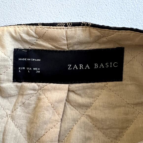 Zara Made in Spain Women Large Damask Quilted Blazer Jacket Paisley Business - Picture 3 of 10